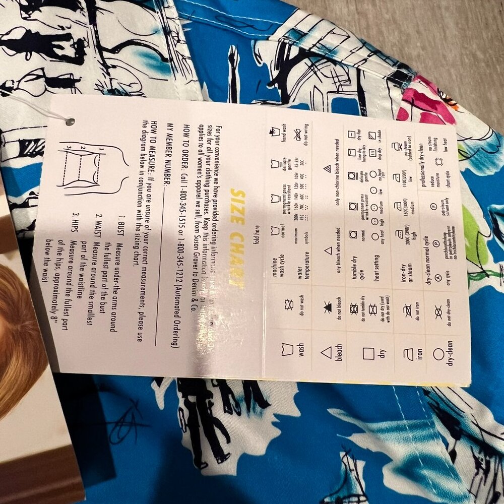 Susan Graver Women Blue Pink Tropical City Scape Collar Blouse Jacket 8 BE - Picture 5 of 9